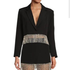 Anya Rhinestone Fringe Point Collar Long Sleeve Coordinating Jacket